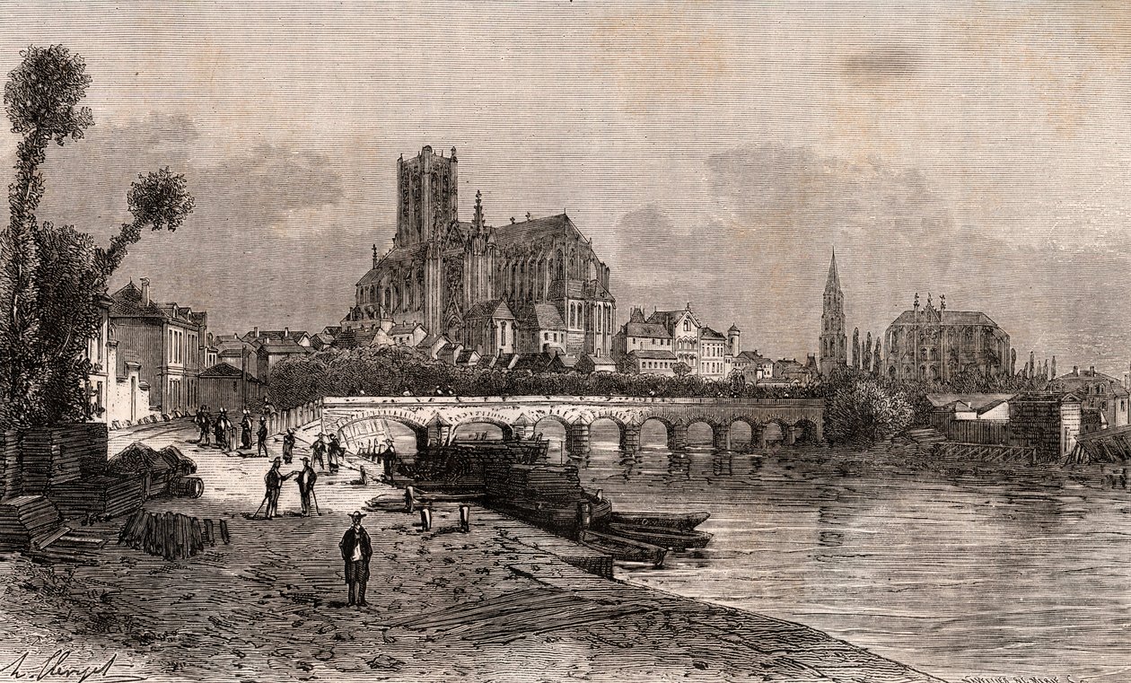Auxerre - Bourgogne-Franche-Comte - kaiverrus V.A. Malt-Brownin kirjaan "La France illustrée: maantiede, historia, tilastohallinto". 1884 tekijältä French School