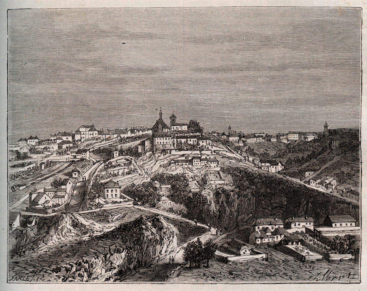 Avallon - Bourgogne-Franche-Comte - kaiverrus V.A. Malt-Brownin kirjaan "La France illustrée: maantiede, historia, tilastohallinto". 1884 tekijältä French School