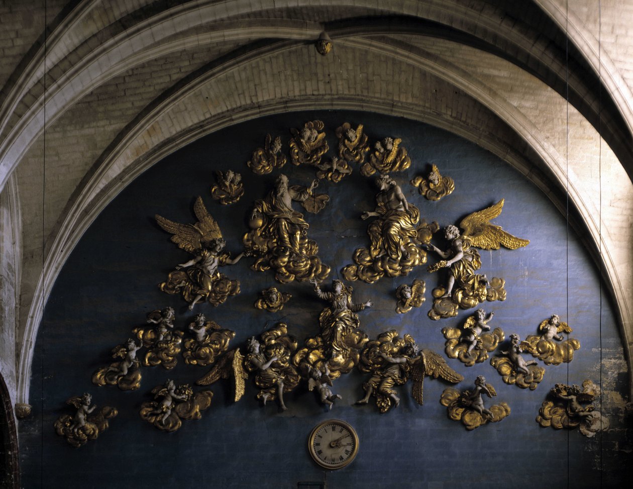 Barokkiarkkitehtuuri: sisustus (1600-luku). Wall of Our Lady of the Angels -kirkon laivan takaosassa (Our Lady of the Angels). L