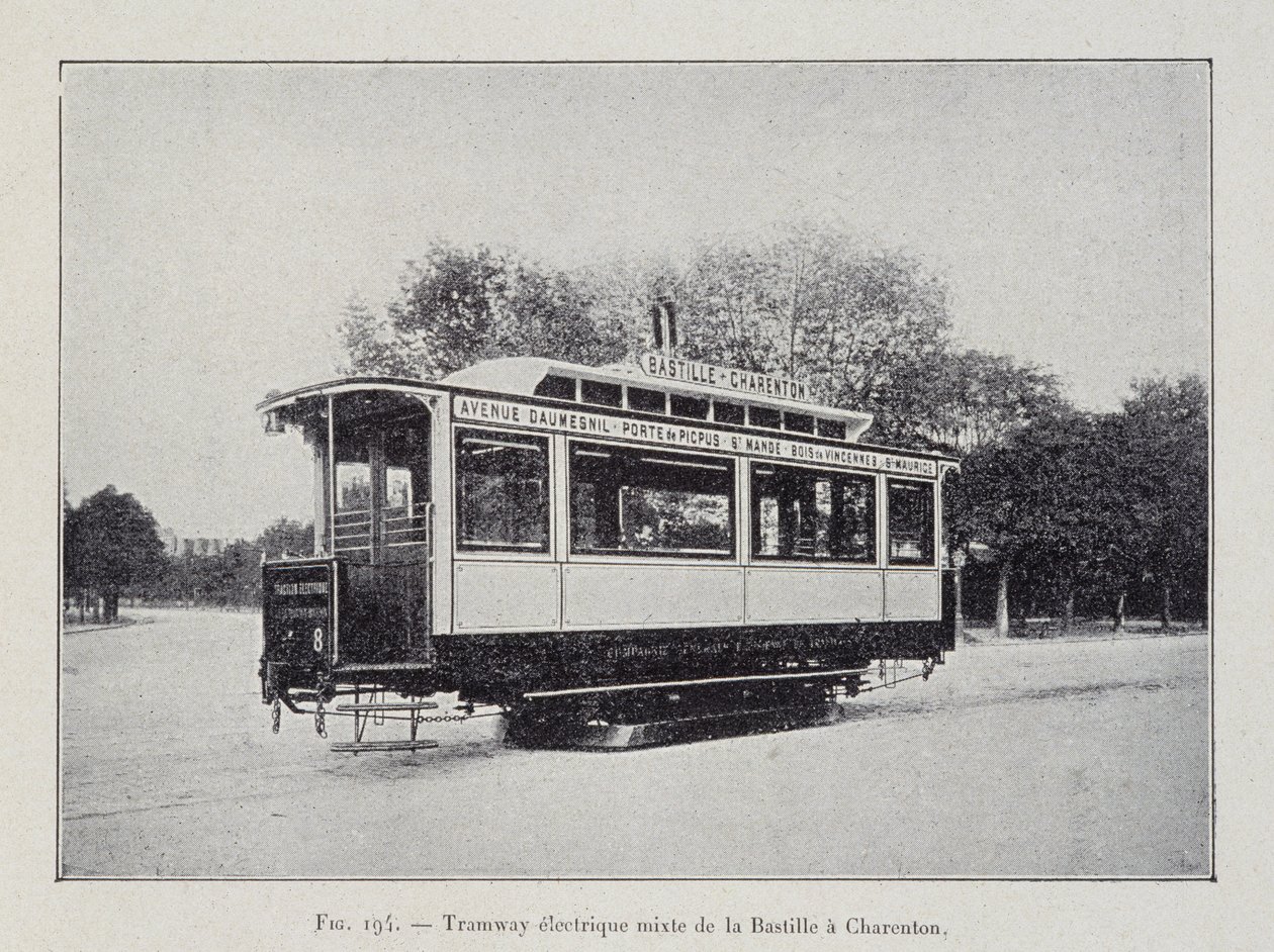 Bastille-Charenton sähköraitiotie - G. Davyn teoksessa "Through sähkö". tekijältä French School