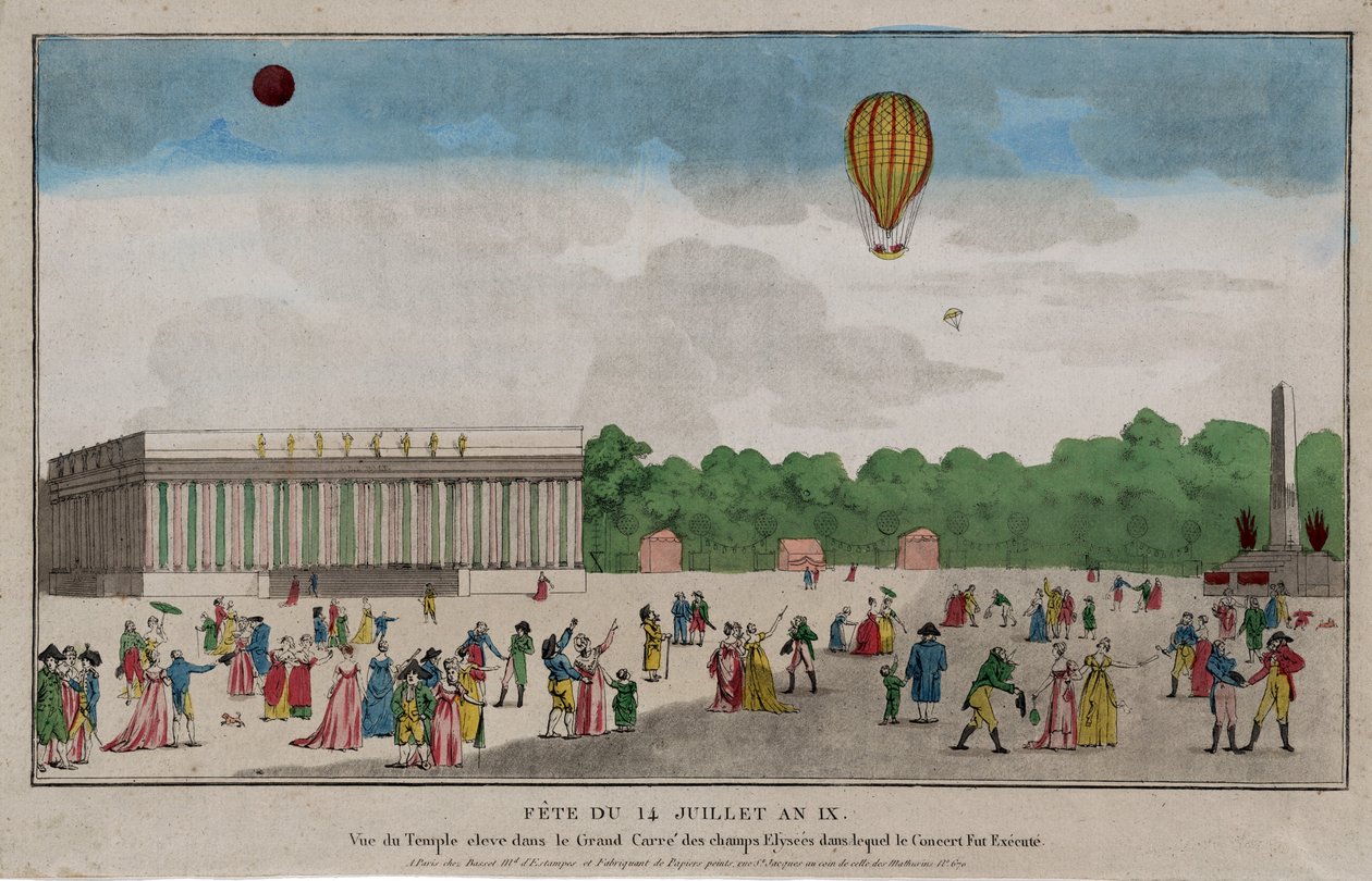 Bastille-päivä, Pariisi, 14. heinäkuuta 1801 (käsinvärinen kaiverrus) tekijältä French School
