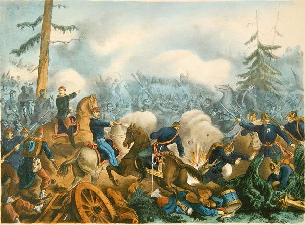 Bapaumen taistelu, 3. tammikuuta 1871, kaiverrus F. Wentzel, Pariisi (värillinen kaiverrus) tekijältä French School