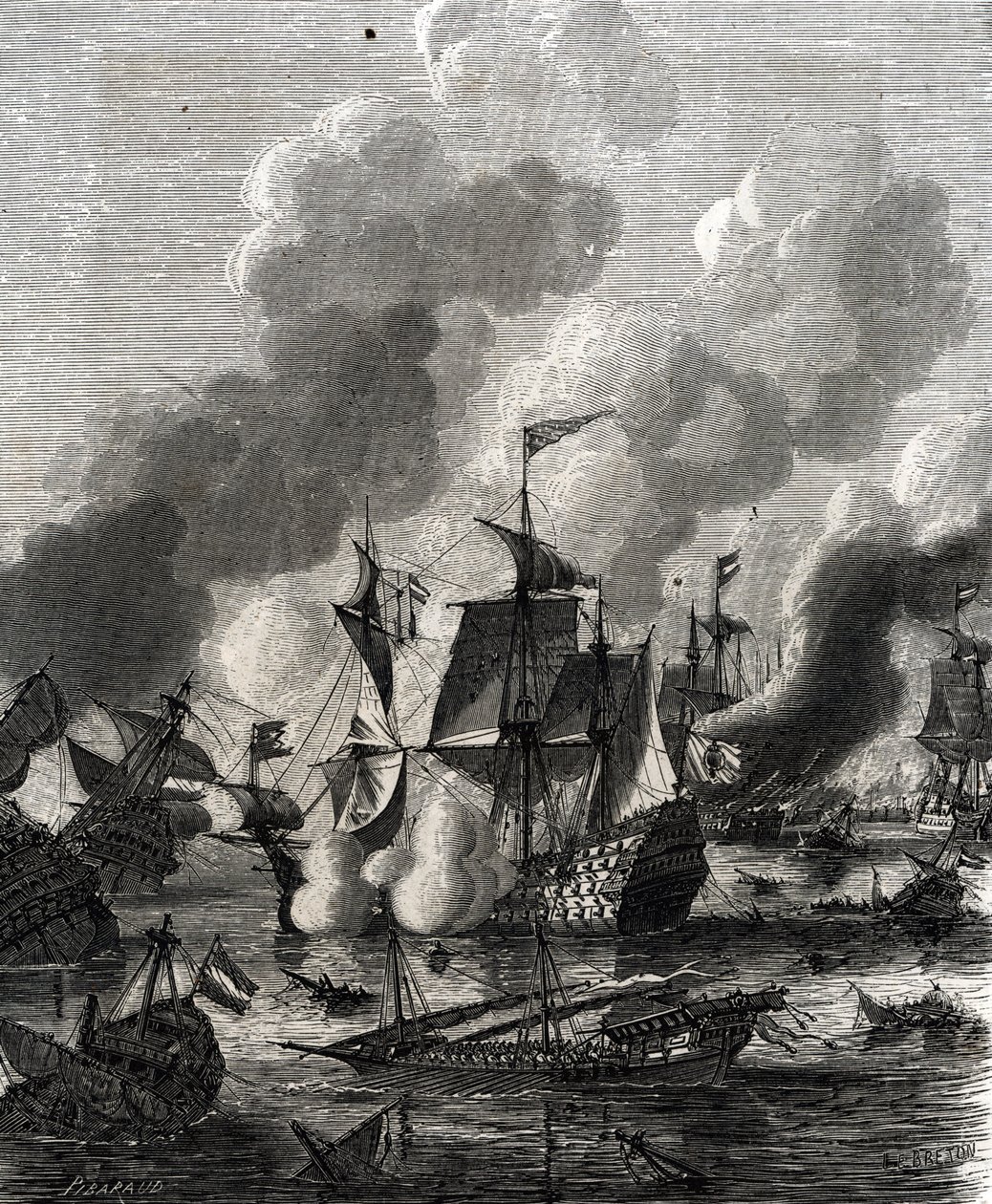 Lagosin taistelu oli meritaistelua yhdeksänvuotisen sodan aikana 27. kesäkuuta 1693 (kaiverrus) tekijältä French School