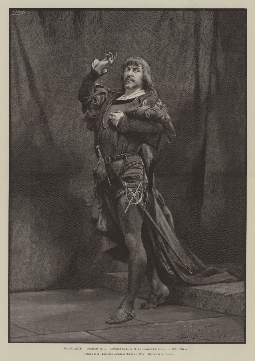 Beaux-Arts, Mounet-Sully, de la Comedie-Francaise, Hamletin rooli (kaiverrus) tekijältä French School