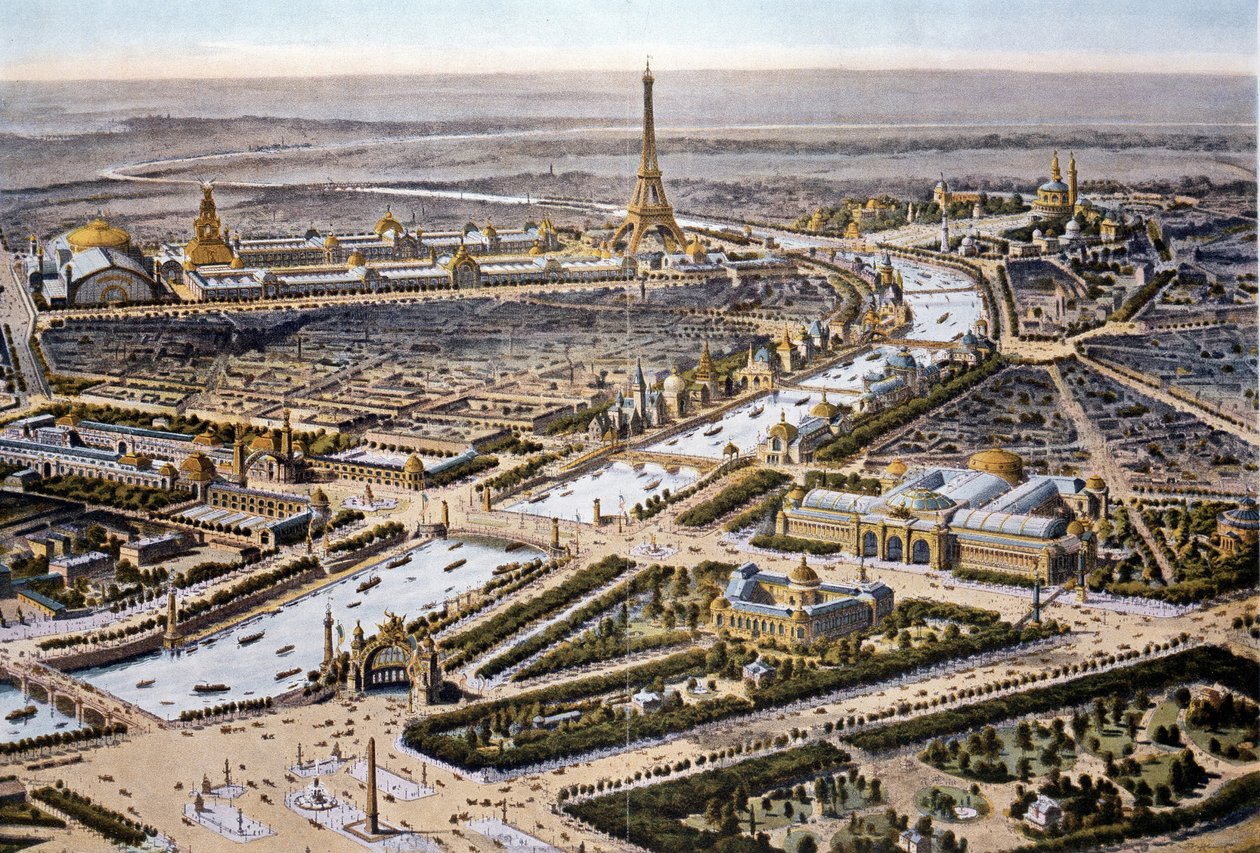 Lintuperspektiivistä Pariisin näyttely 1900 (kromo) tekijältä French School