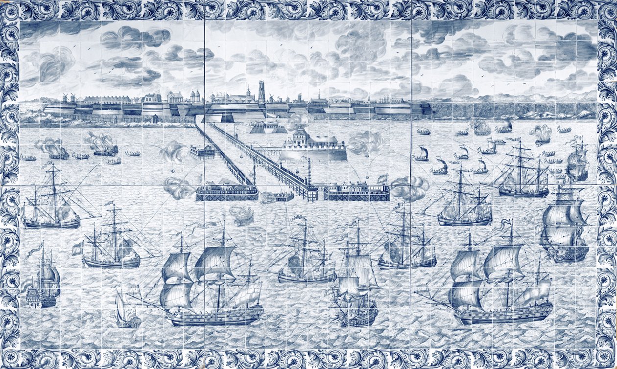 Dunkerquen pommitus 11. elokuuta 1695 (keraaminen) tekijältä French School