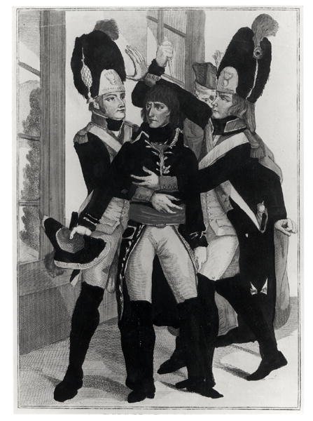 Bonaparte (1769-1821) Kahden Grenadierin suojelema istunnon aikana St.Cloudissa, 19 brumaire an 8 (10. marraskuuta 1799), n. 1800 tekijältä French School