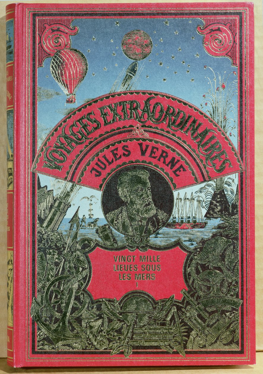 Jules Vernen (1828-1905) kirjan kansi 20 000 liigaa meren alla 1870 tekijältä French School
