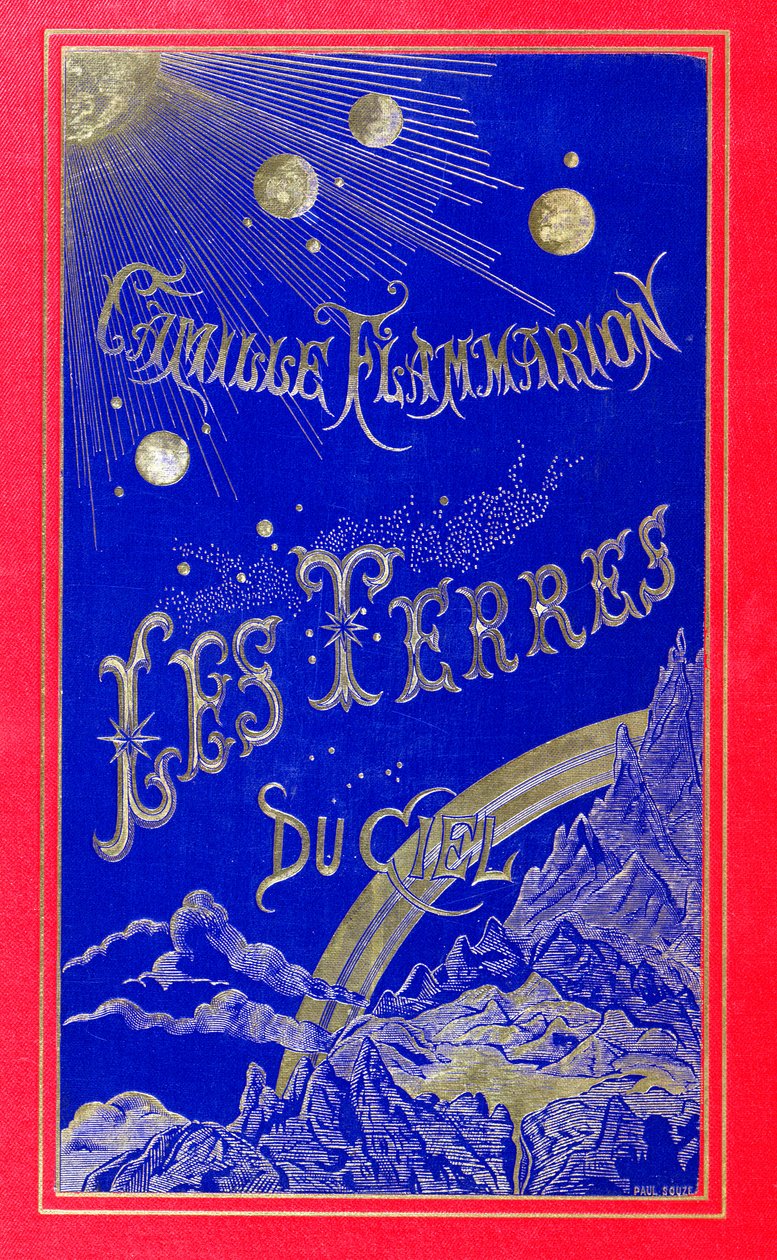 Les Terres du Ciel -kirjan kansi, kirjoittanut Camille Flammarion (1842-1925) 1877 (nahkaa) tekijältä French School