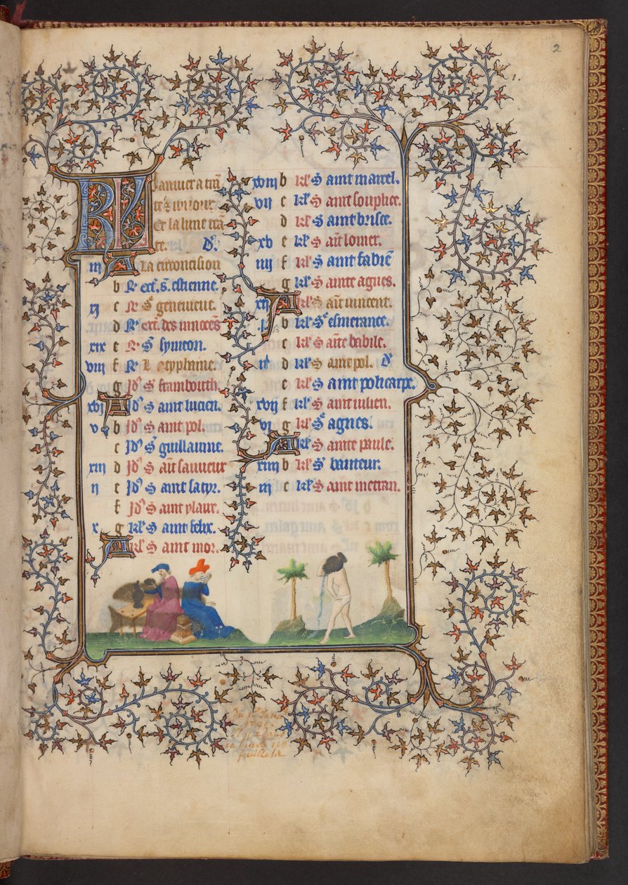 Book of Hours, Lisää MS 32454 f.2r, Ranska tekijältä French School