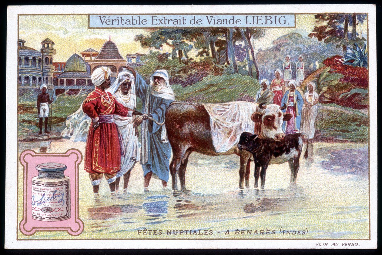 Hääjuhlat Benaresissa, Intiassa - kromo. Liebig, v. 1895 tekijältä French School