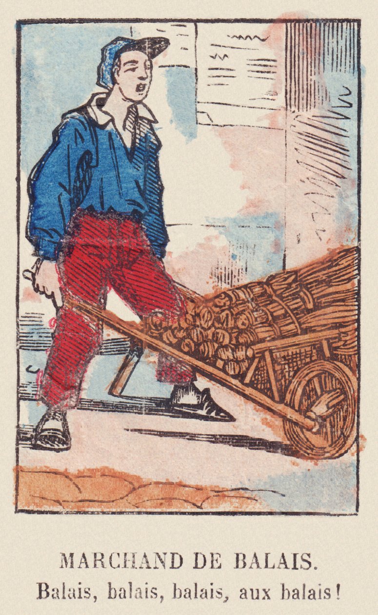 Luutakauppias. Luudat, luudat, luudat, luudat! , noin 1819 (painettu) tekijältä French School