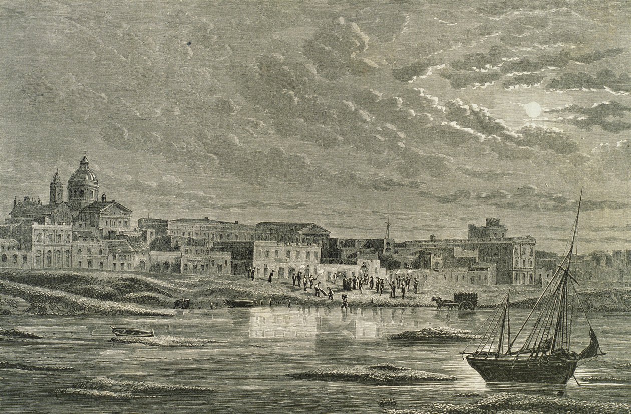 Buenos Aires 1860-luvulla (kaiverrus) tekijältä French School