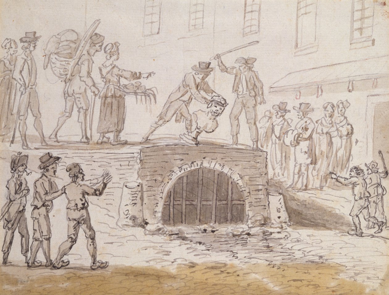 Viemäriin heitetty Maratin rintakuva, 5. helmikuuta 1795 (akvarelli paperille) tekijältä French School