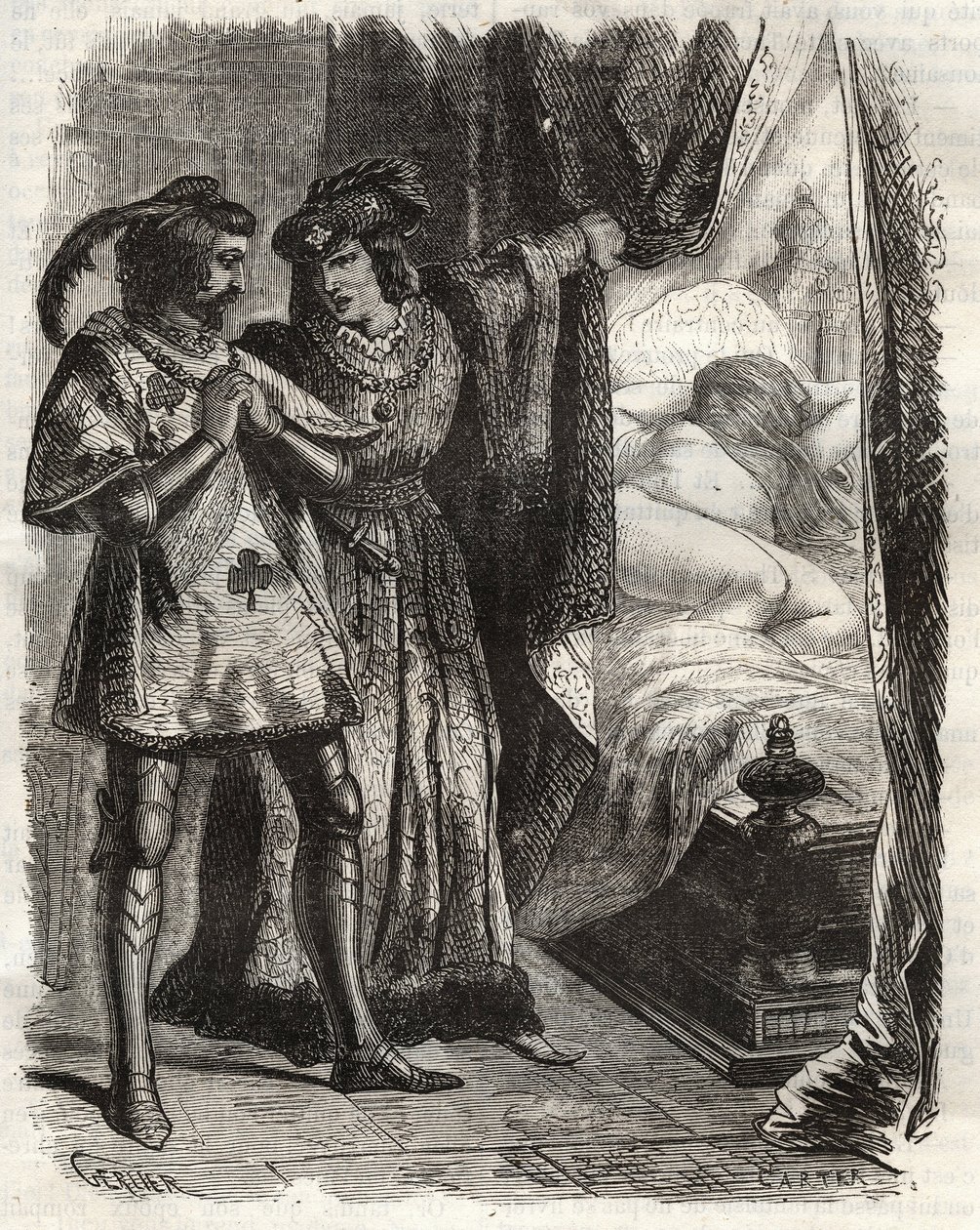 Nostamalla ovea hän näytti miehelle oman vaimonsa makaavan alasti. Louis I Valois Orleansin herttua (1372-1407) sai Raoul d