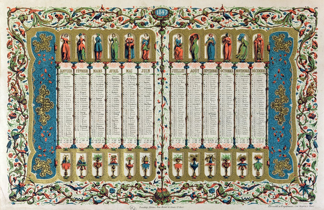Kalenteri vuodelle 1843 tekijältä French School