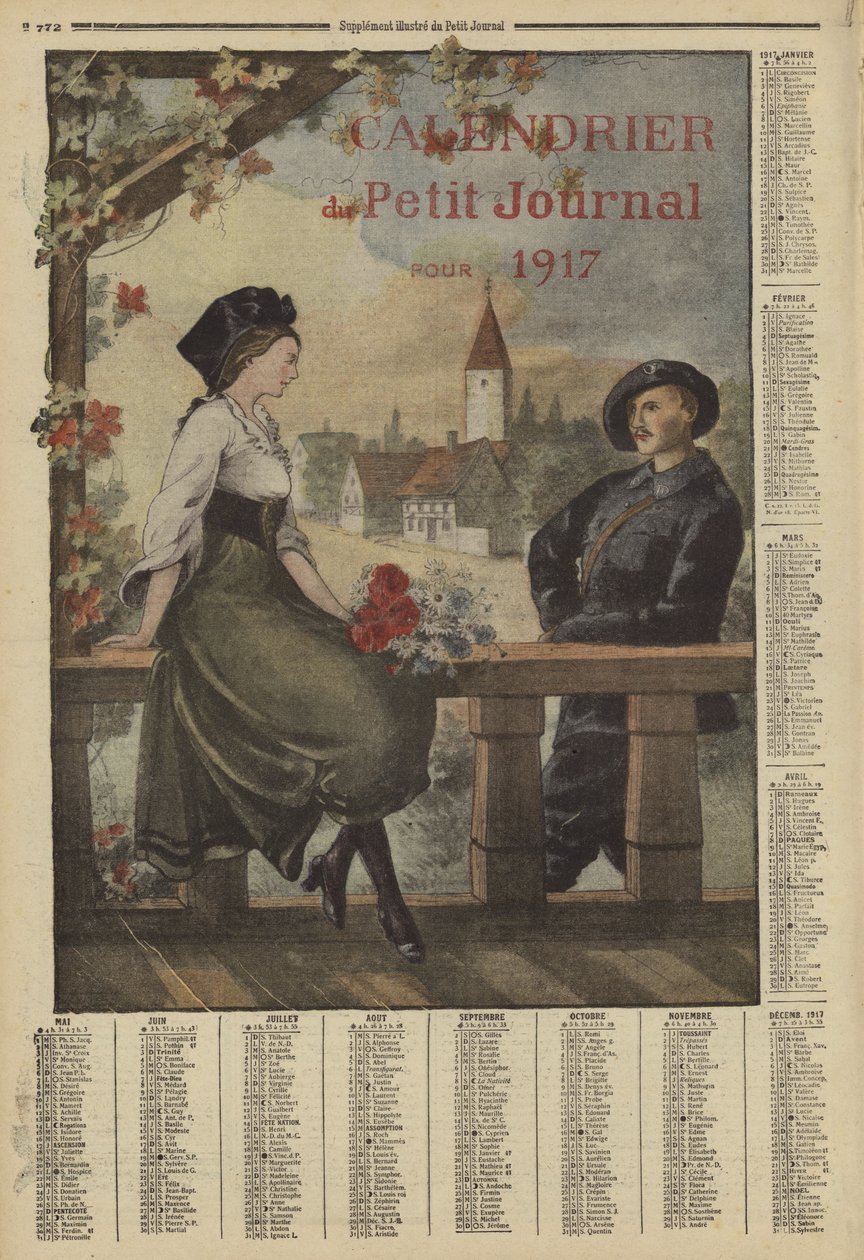 Kalenteri vuodelle 1917 (värillinen litografia) tekijältä French School