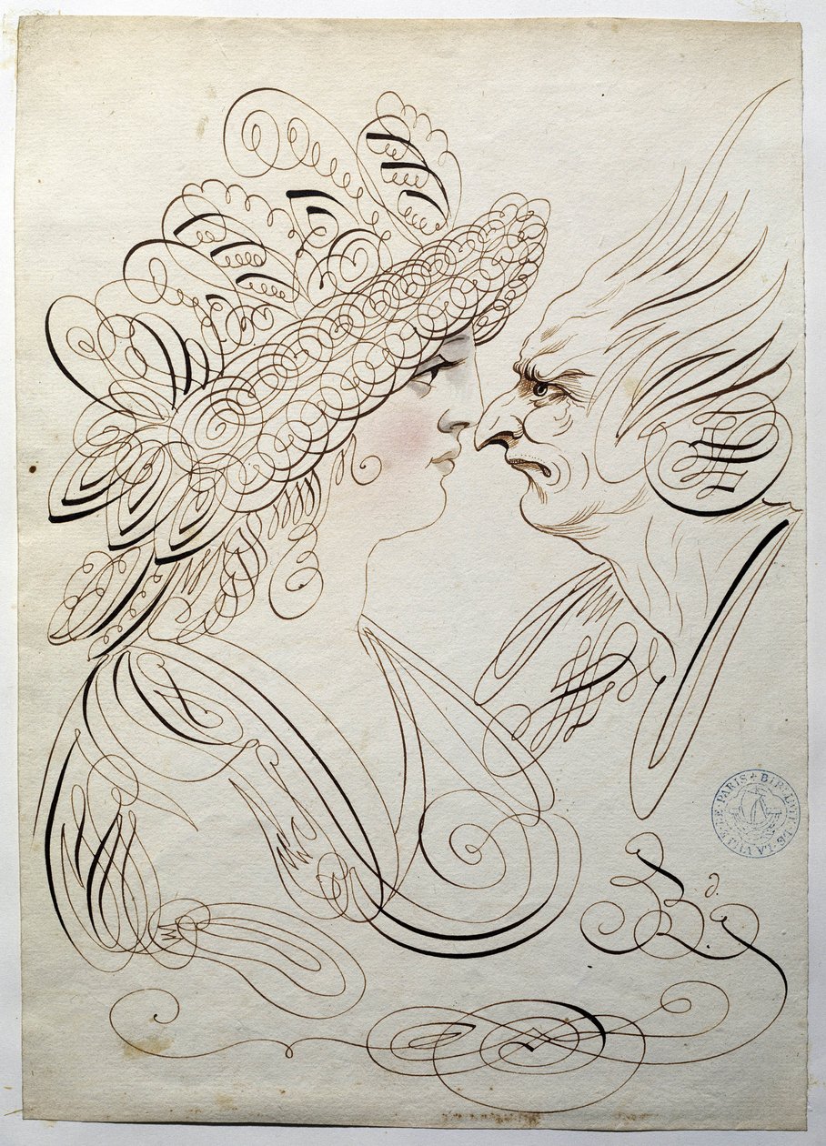 Kalligrafia: Bernard de Parisin muotokuvia noin vuodelta 1780. tekijältä French School