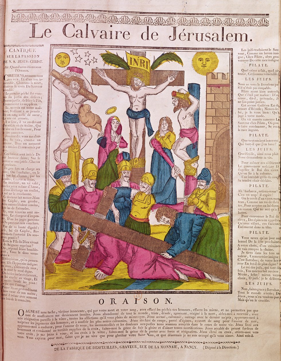 Golgata Jerusalemissa, julkaisija La Fabrique de Desfeuilles, Nancy (värikaiverrus) tekijältä French School