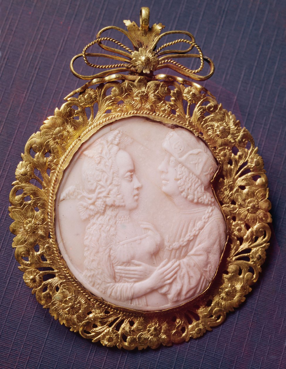 Cameo kahdella muotokuvalla (norsunluu ja hopeaesineet) tekijältä French School