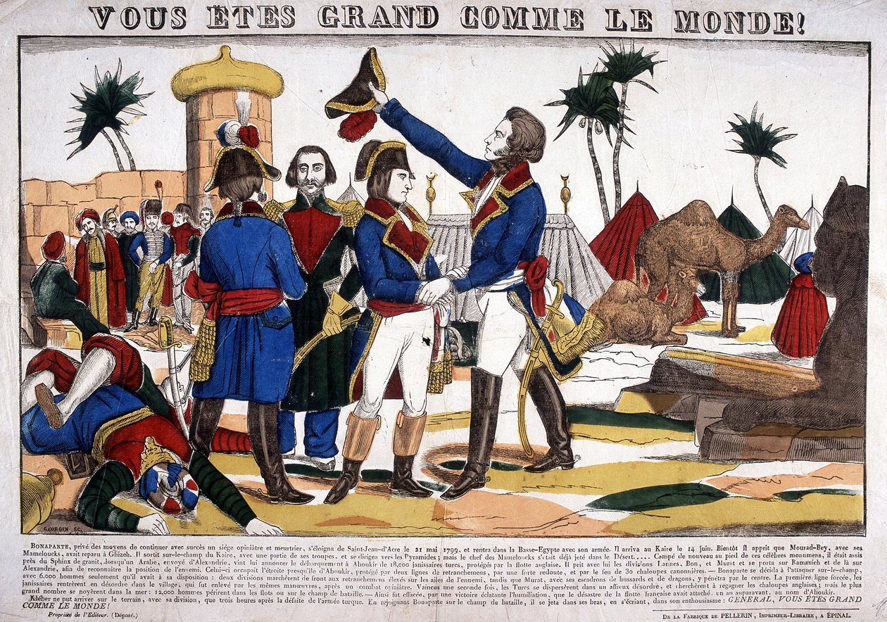 Egyptin kampanja (retkikunta) (1798-1801), jota johti Napoleon Bonaparte vuonna 1799. Kuva Epinalista tekijältä French School