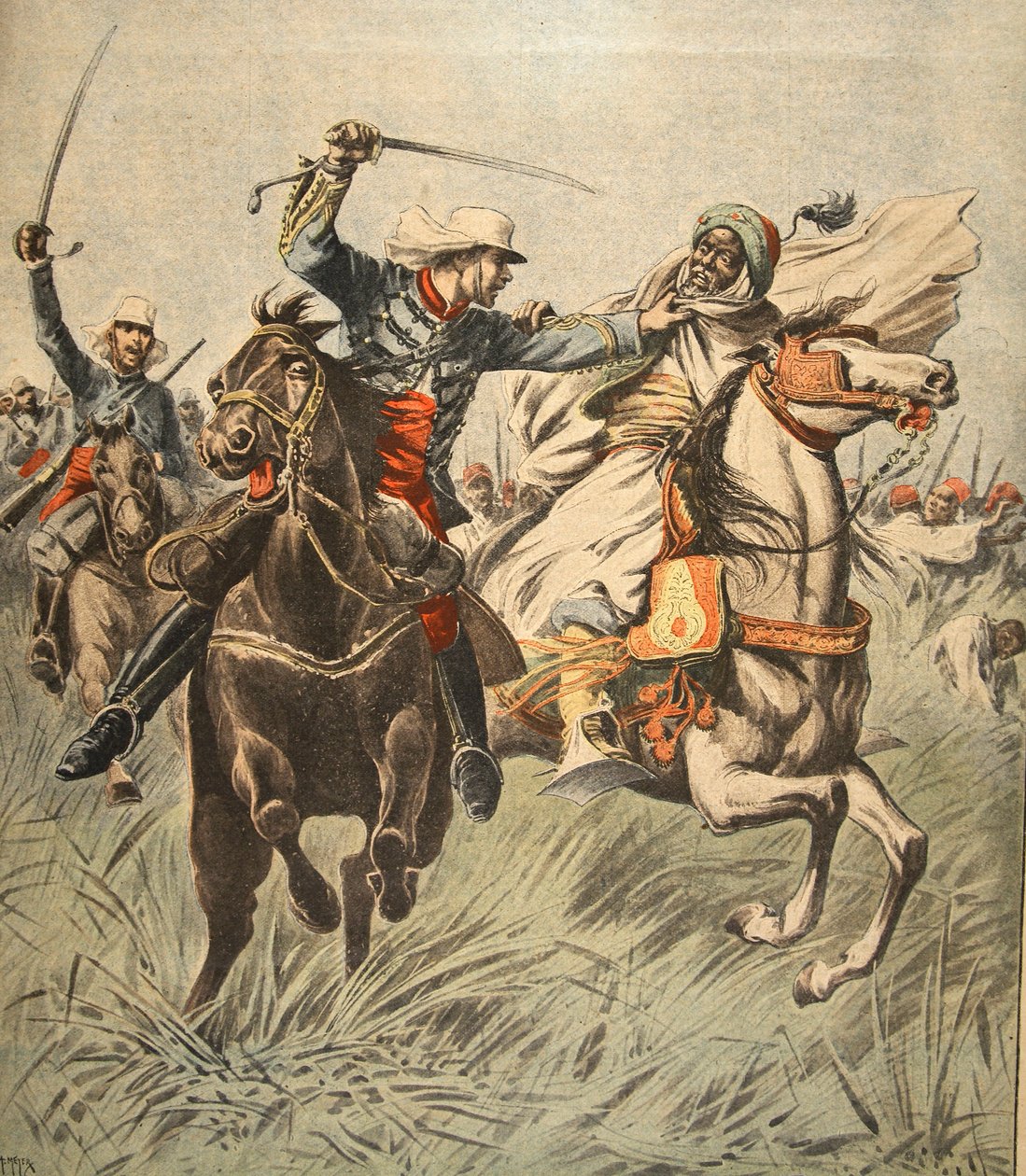 Luutnantti Jacquinin vangitsema Samory, kuva Le Petit Journalista: Supplement illustre, 30. lokakuuta 1898 tekijältä French School