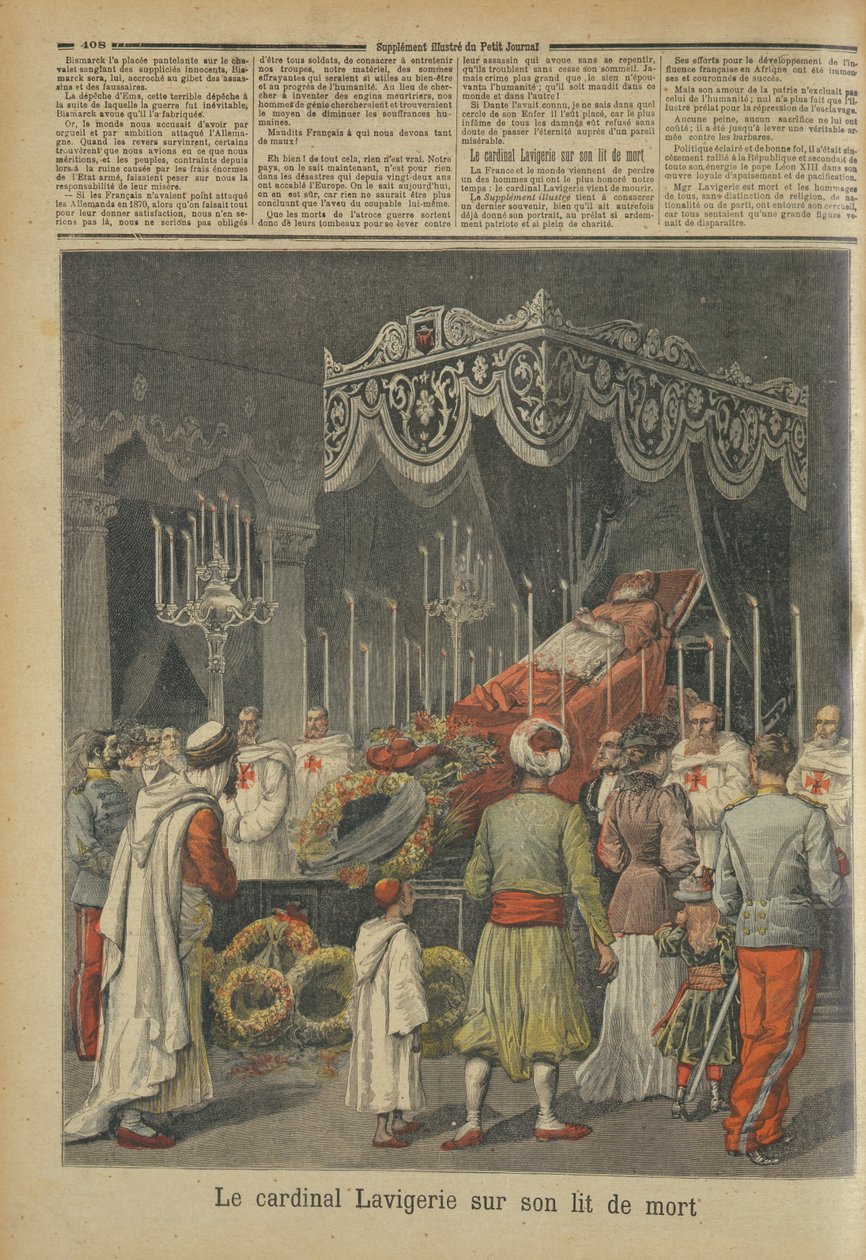 Kardinaali Lavigerie (1825-92) kuolinsängyssä, Le Petit Journal, 17. joulukuuta 1892 tekijältä French School