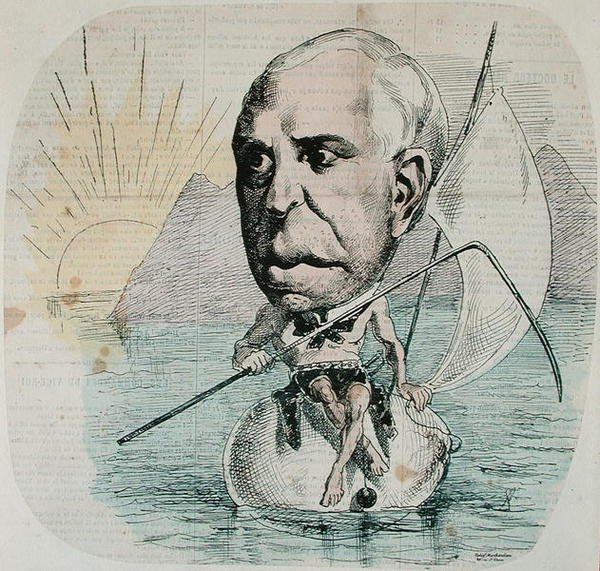 Auguste Nelatonin (1807-73) karikatyyri 1869 (värillinen kaiverrus) tekijältä French School