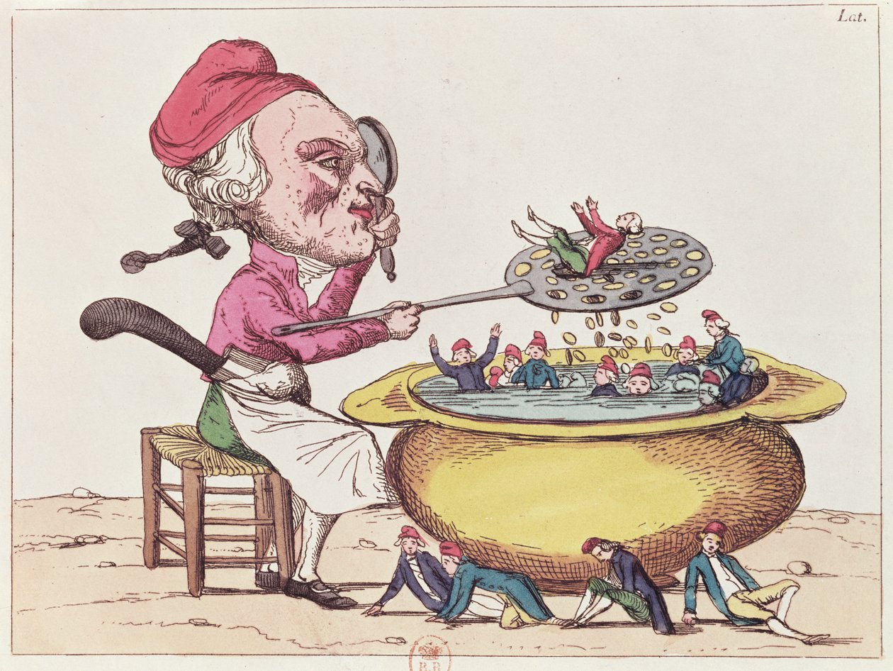 Maximilien de Robespierren (1758-94) karikatyyri, 1793 tekijältä French School