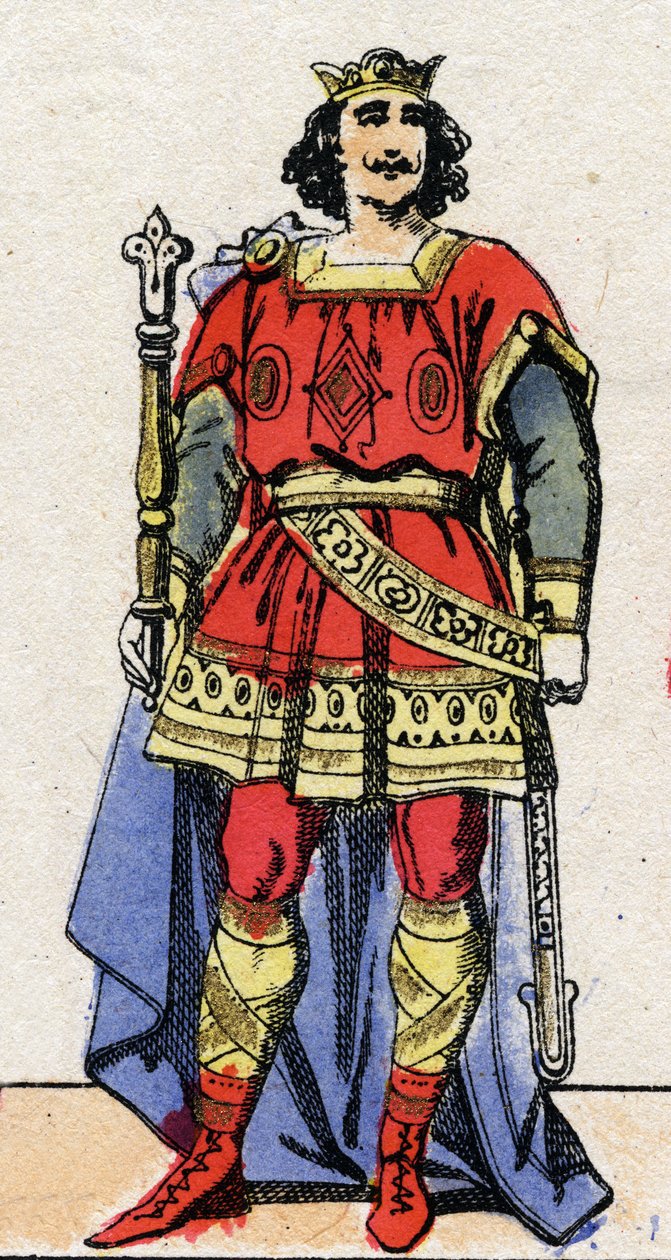 Karolingien dynastia: Ludvig II Begue (846-879), frangien kuninkaan muotokuva 877-879. Epinaalikuvaus 1800-luvun lopulta. Yksityinen kokoelma. tekijältä French School