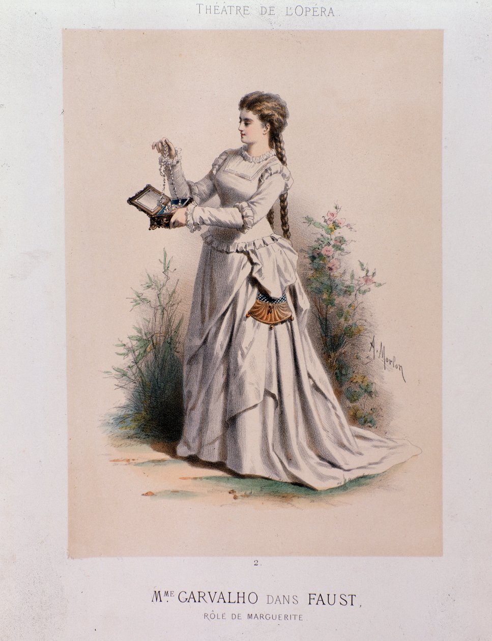 Carolyne Carvalho (1827-1895) ranskalainen sopraano esittämässä Margheritaa Charles Gounodin (1818-1893) Faustissa tekijältä French School