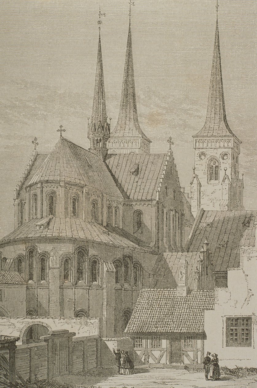 Katedraali 1850-luvulla, Roskilde, Tanska, Le Tour du Mondesta, julkaistu Pariisissa, 1860-luku tekijältä French School
