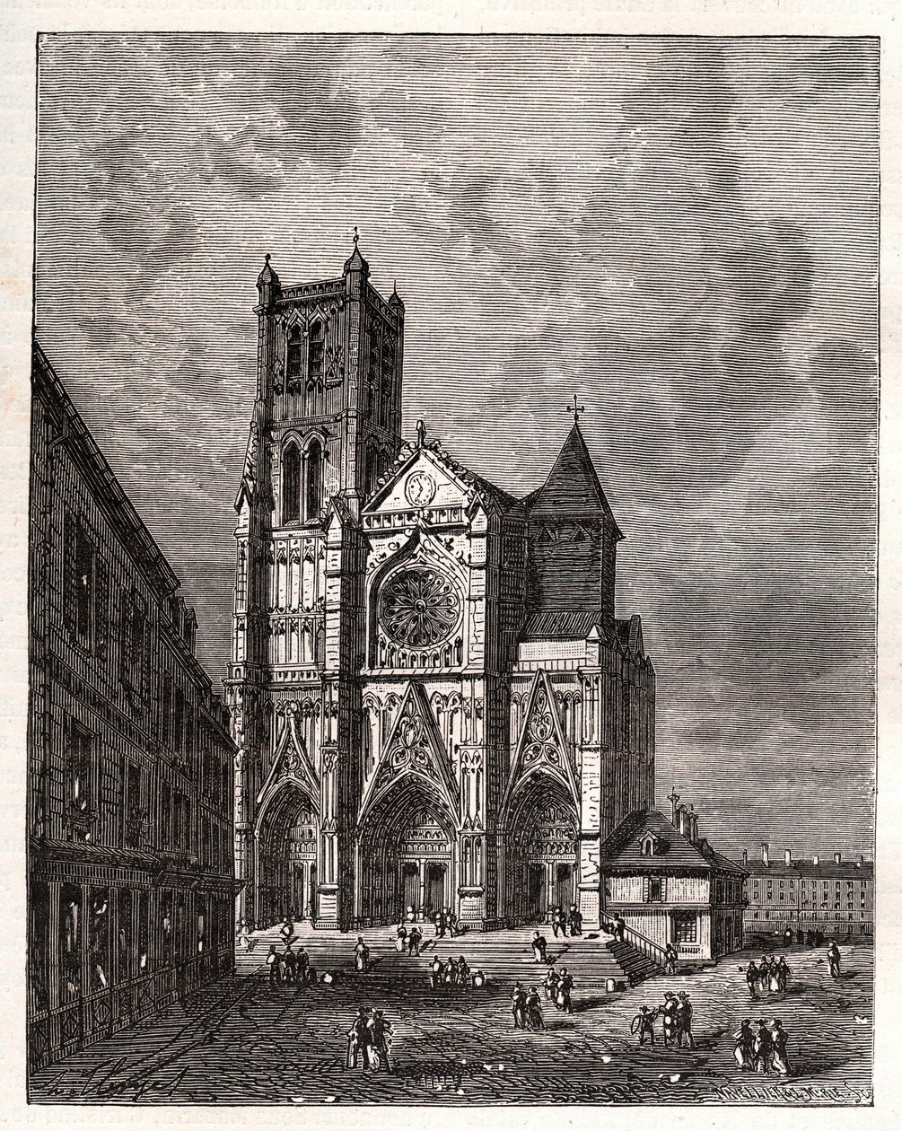 Cathedrale Saint-Etienne de Meaux - Seine-et-Marne - kaiverrus V.A. Malt-Brownin kirjaan "La France illustrée: maantiede, historia, tilastohallinto". 1884 tekijältä French School