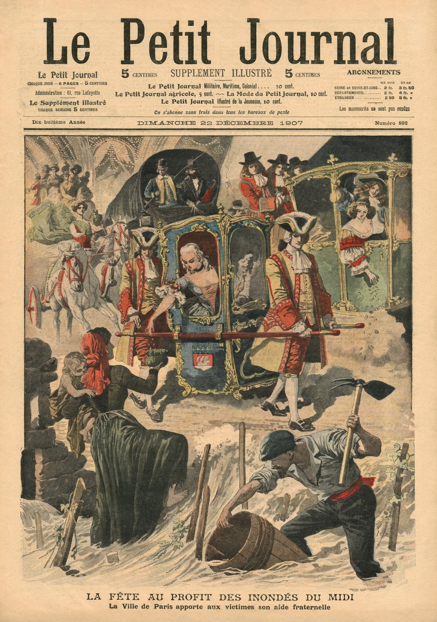 Pariisin Villen järjestämä juhla Etelä-Ranskan tulvien uhrien hyväksi, kuva Le Petit Journalista, liitekuva, 22. joulukuuta 1907 tekijältä French School