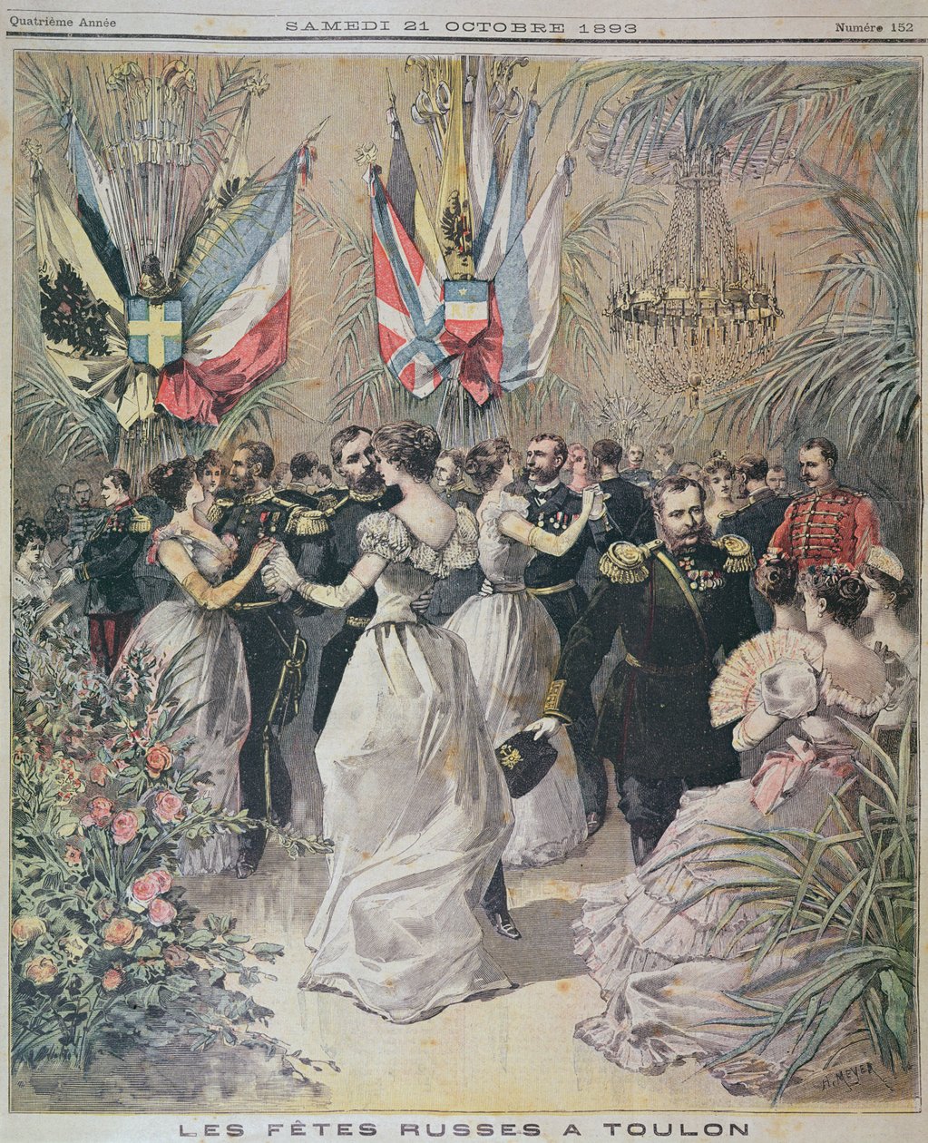 Juhlat Venäjän laivaston Toulonin vierailun kunniaksi, le Petit Journalin kansi, 21. lokakuuta 1893 tekijältä French School