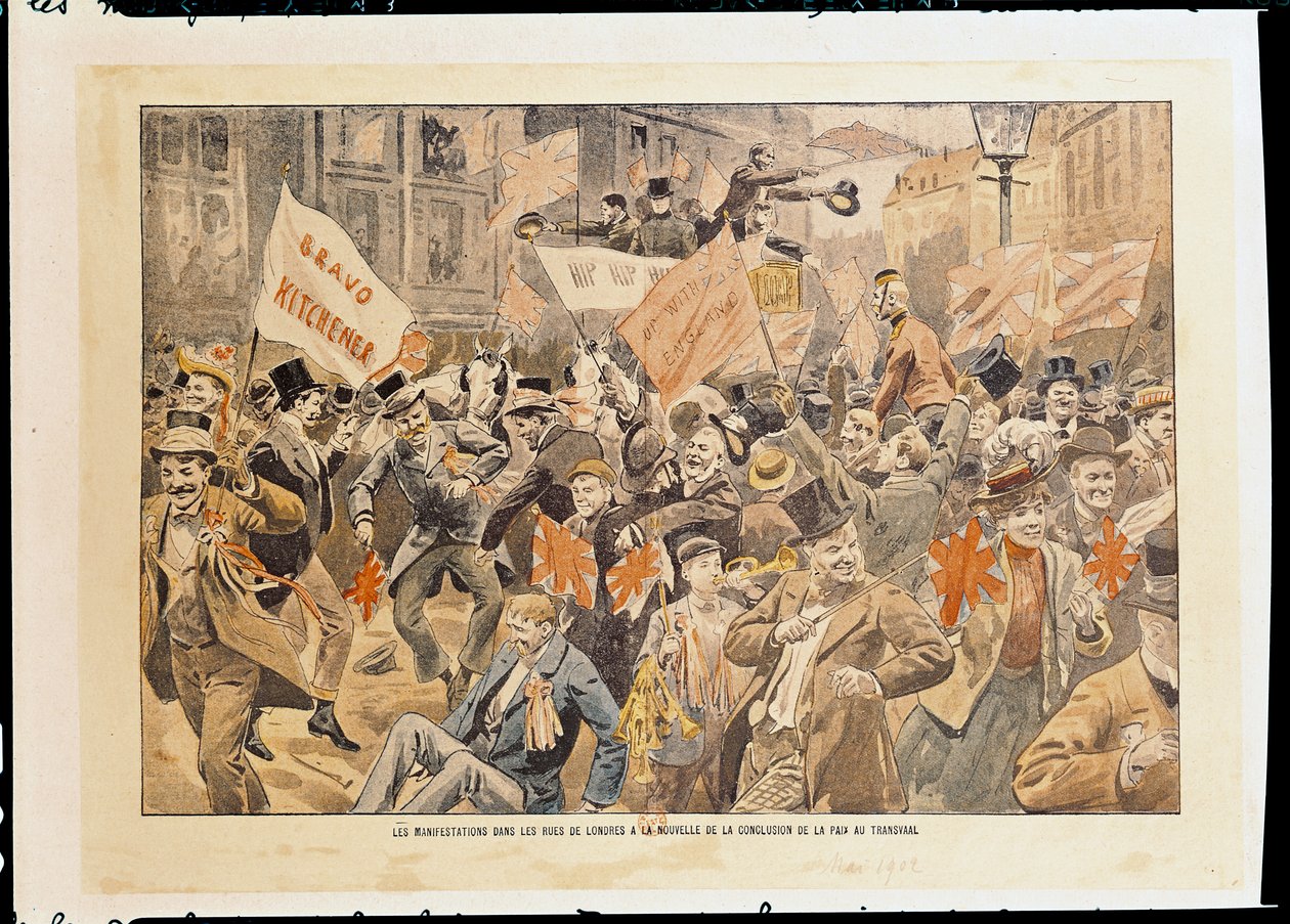Juhlat Lontoon kaduilla Transvaalin rauhanuutisten jälkeen toukokuussa 1902 (tulostus) tekijältä French School