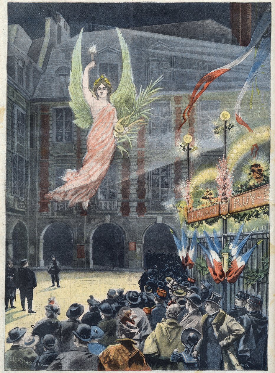 Ranskalaisen kirjailijan Victor Hugon (1802-1885) syntymän satavuotisjuhla: Renommeen henki laskeutuu runoilijan talolle Place des Vosgesille Pariisissa "Le Petit Parisienissa" tekijältä French School