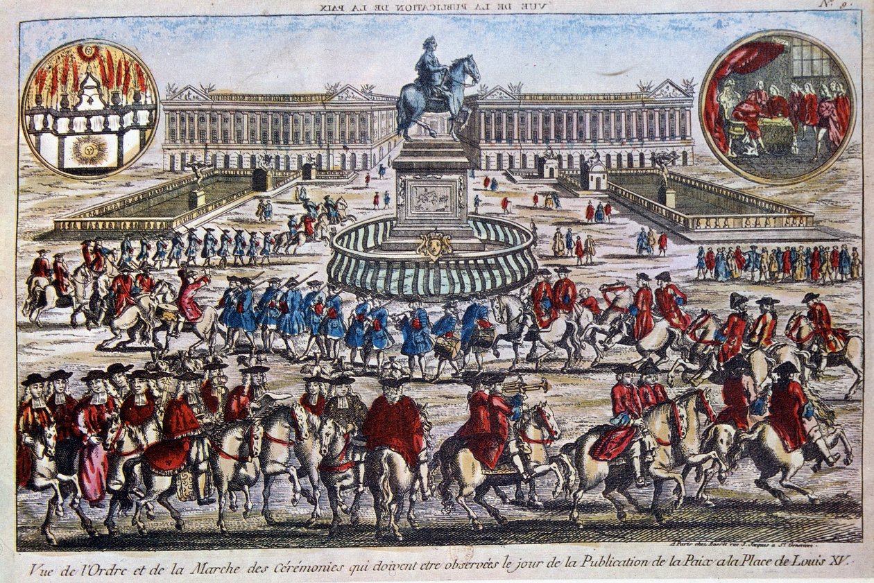 Rauhan (seitsemänvuotisen sodan päättymisen) julkaisuseremonia, Place Louis XV tekijältä French School