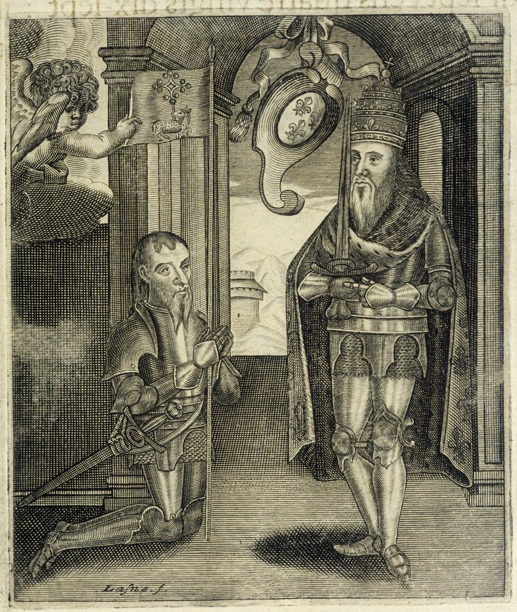 Charlemagne ja kreivi Toulouse Torsin (tai Chorson) - Guillaume de Catel, Toulouse "Toulousen kreivien historiassa" tekijältä French School