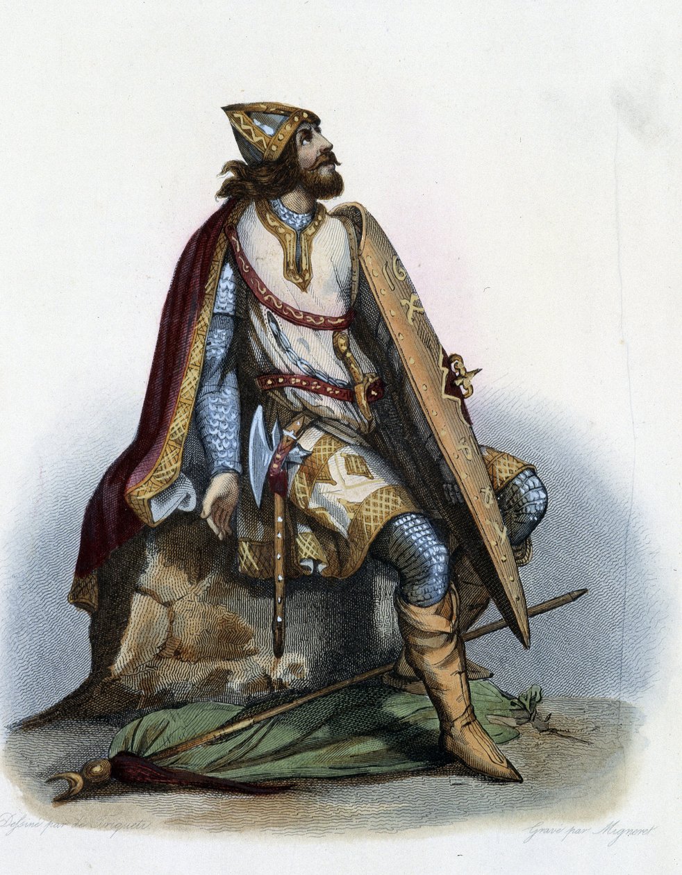 Charles Martel (688-741) Australian herttua - teoksessa "Le Plutarque francais", kirjoittanut Mennechet, Pariisi tekijältä French School