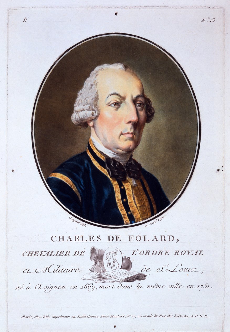 Charles de Folard teoksesta Muotokuvat suurista miehistä, maineikkaista naisista ja ikimuistoisista Ranskan kohteista, julkaistu 1787-92 tekijältä French School