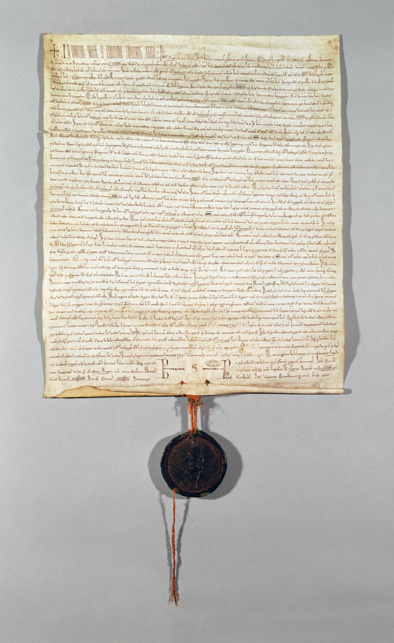 Peronnen kunnan peruskirja, myöntäjä Philippe Auguste (1165-1223) 1209 (vellum) tekijältä French School