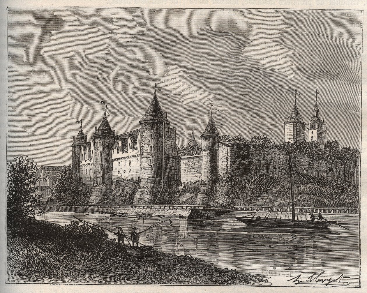 Chateau de Josselin - Morbihan Bretagnessa - V.A. Malt-Brownin kaiverrus "La France illustrée: maantiede, historia, tilastohallinto". 1884 tekijältä French School