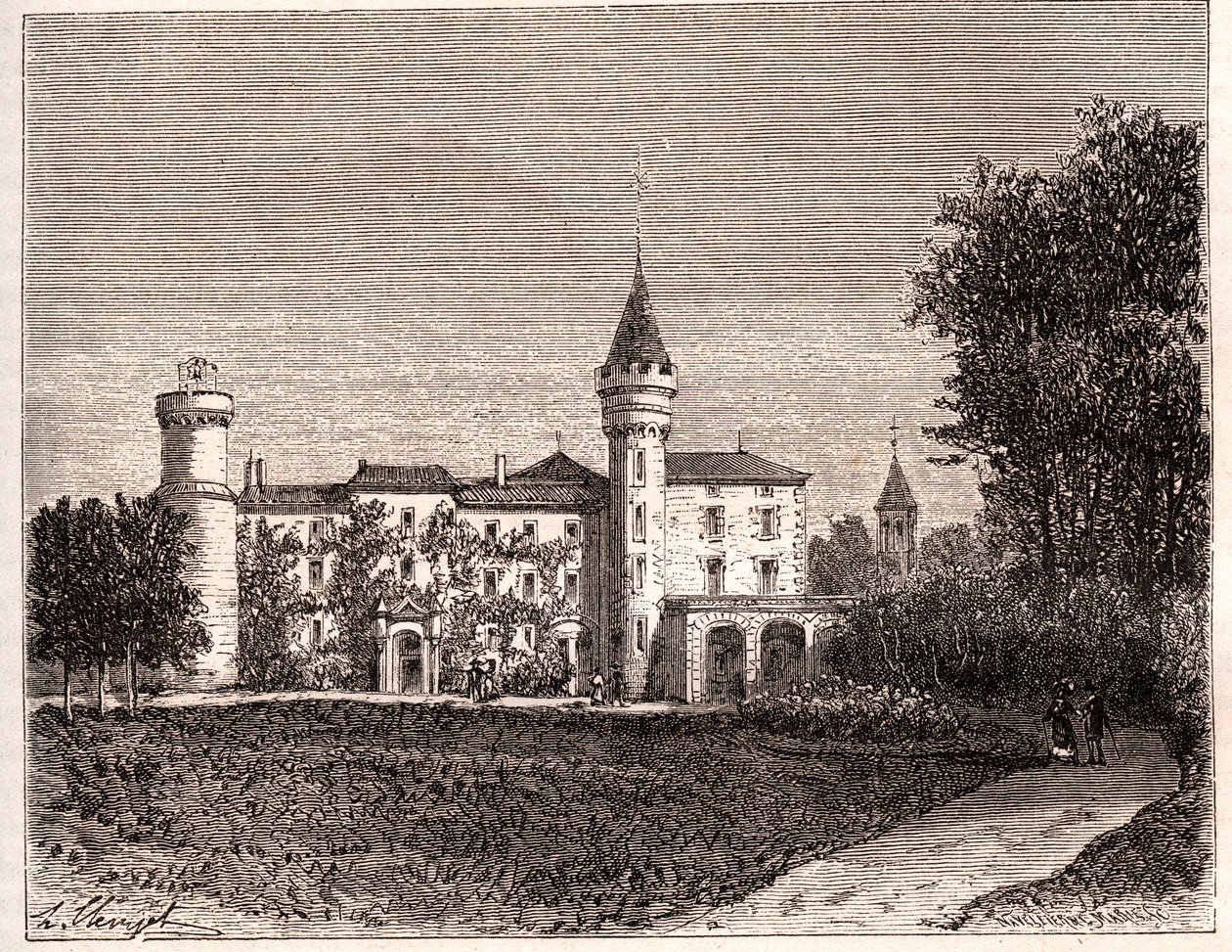 Chateau de Lamartine - 71520 Saint Point - kaiverrus "La France illustree: maantiede, historia, tilastohallinto" V.A. Maltaanruskea. 1884 tekijältä French School