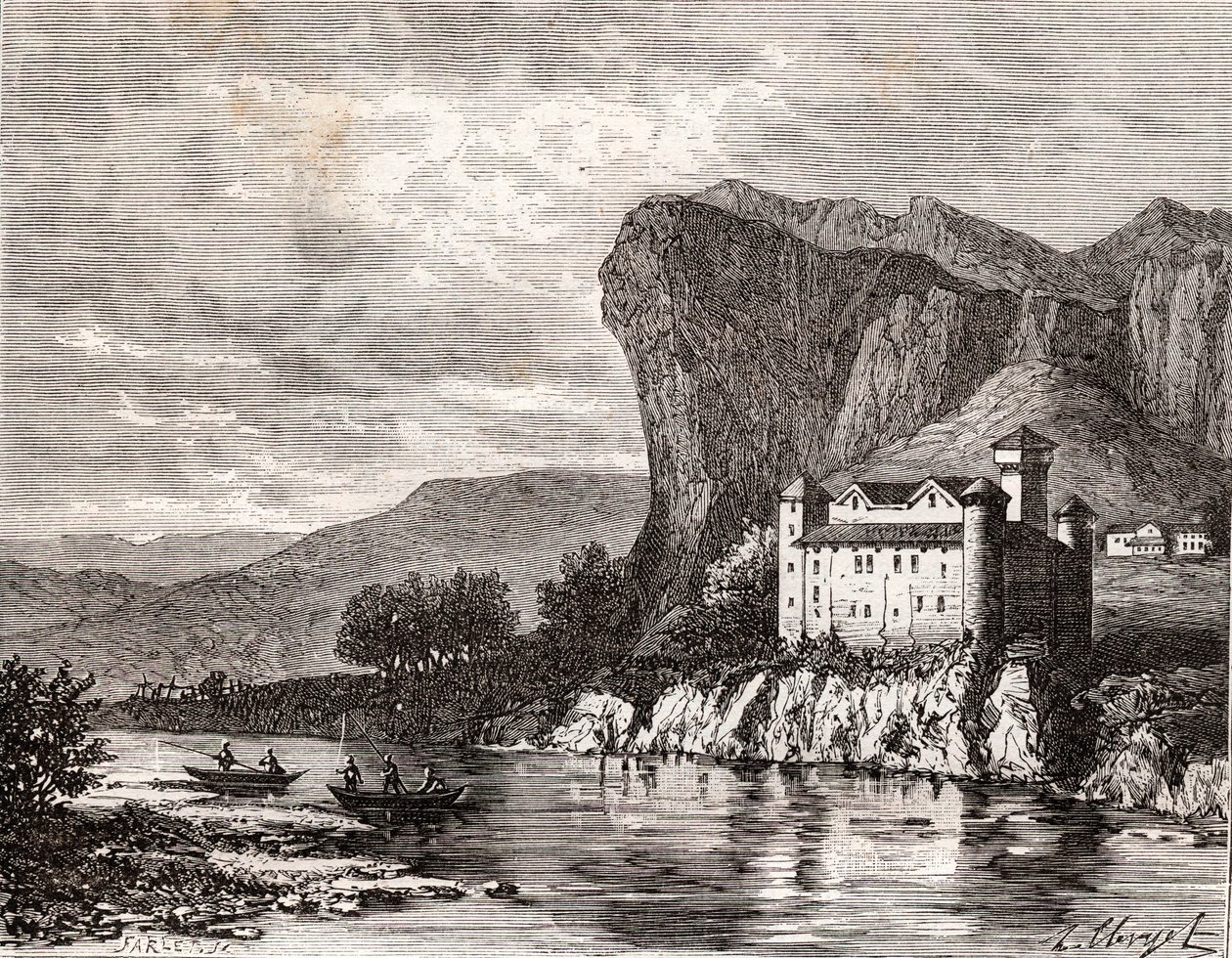 Chateau de la Caze en Lozere - kaiverrus "La France illustree: maantiede, historia, tilastohallinto" V.A. Maltaanruskea. 1884 tekijältä French School