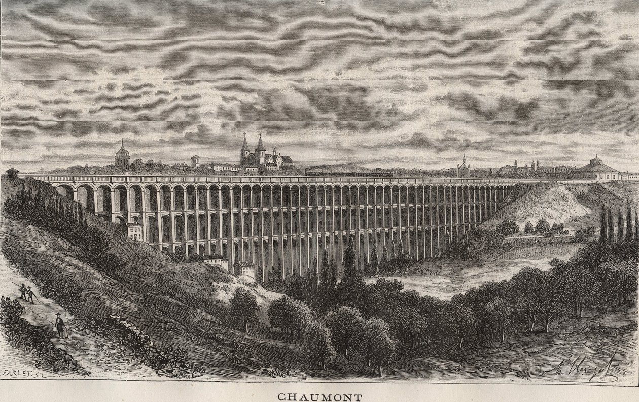 Chaumont - Haute-Marne - kaiverrus V.A. Malt-Brownin kirjaan "La France illustrée: maantiede, historia, tilastohallinto". 1884 tekijältä French School