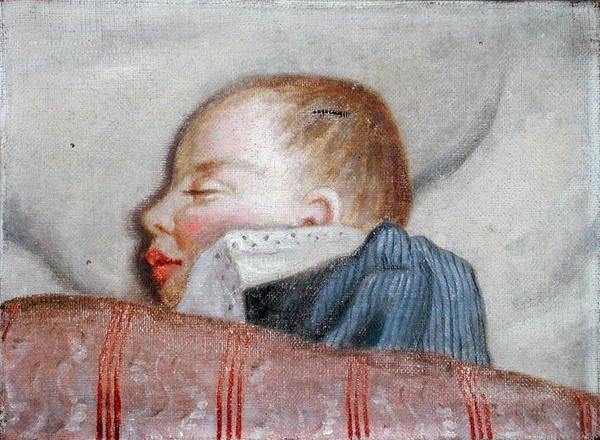 Nukkuva lapsi, 1800-luvun loppupuoli (öljy kankaalle) tekijältä French School