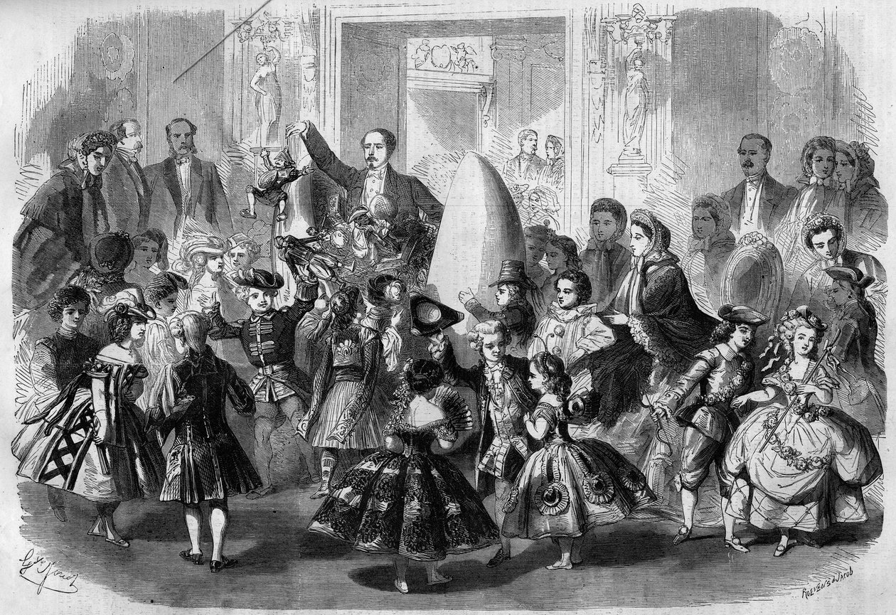 Lastenpallo antaa kunniaksi Eugene Louis Napoleonin (1856 - 1879), Napoleon III:n pojan. Pariisi, 3. huhtikuuta 1861. Prinssi Imperial (keskellä) on pettynyt Pierrot