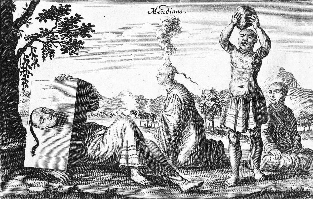 Kiinalaiset mendiaanit suorittamassa itseään aiheuttavia tekoja, 1664 tekijältä French School