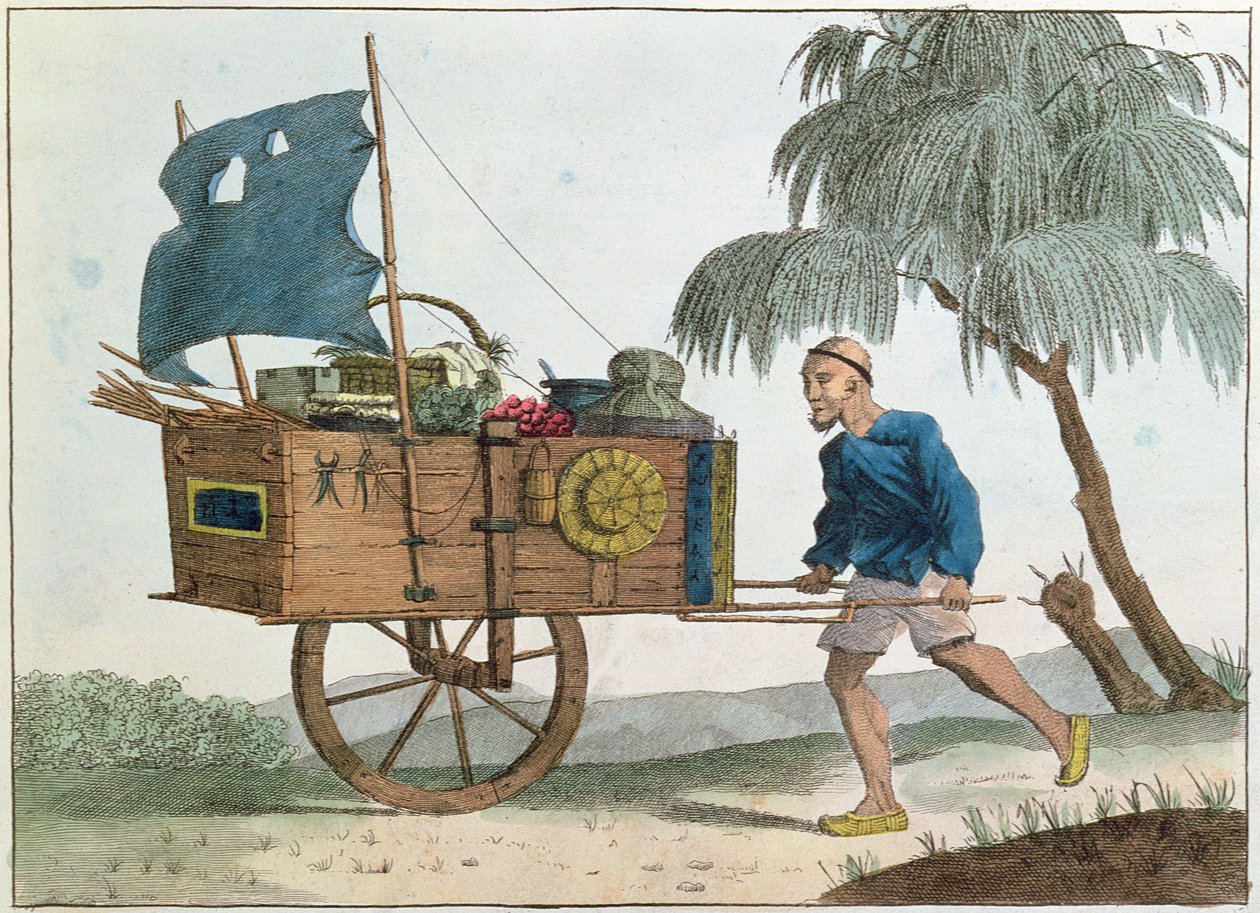 Kiinalainen talonpoika kottikärryillä purjeiden alla, 1811 tekijältä French School